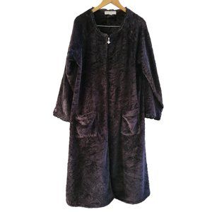 Eileen West Womens black Robe Size Large midi length round neck full zip